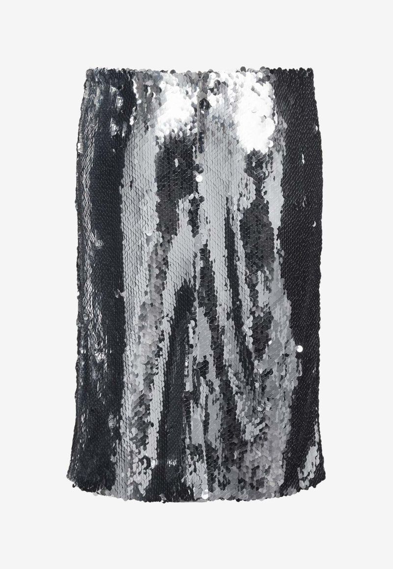 Magda Butrym Sequin-Embellished Midi Skirt 186924SILVER