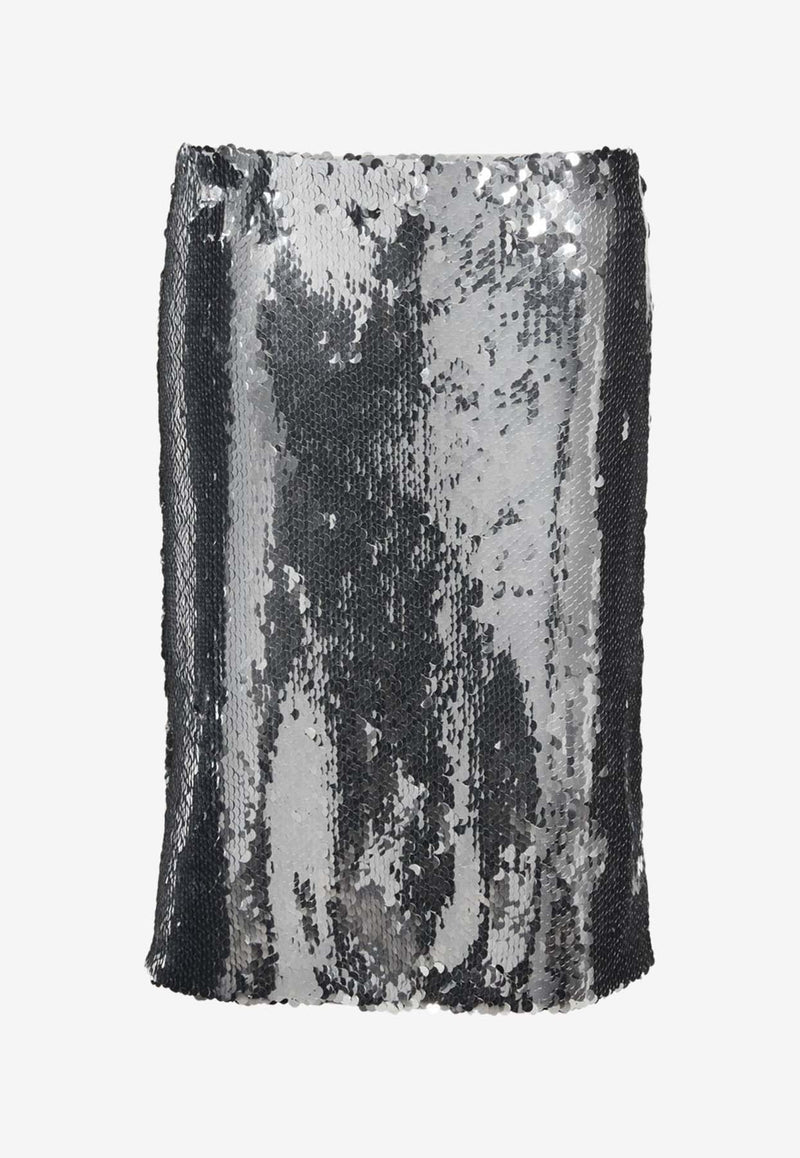 Magda Butrym Sequin-Embellished Midi Skirt 186924SILVER