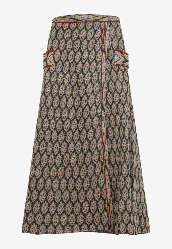 Knit Jacquard Midi Skirt