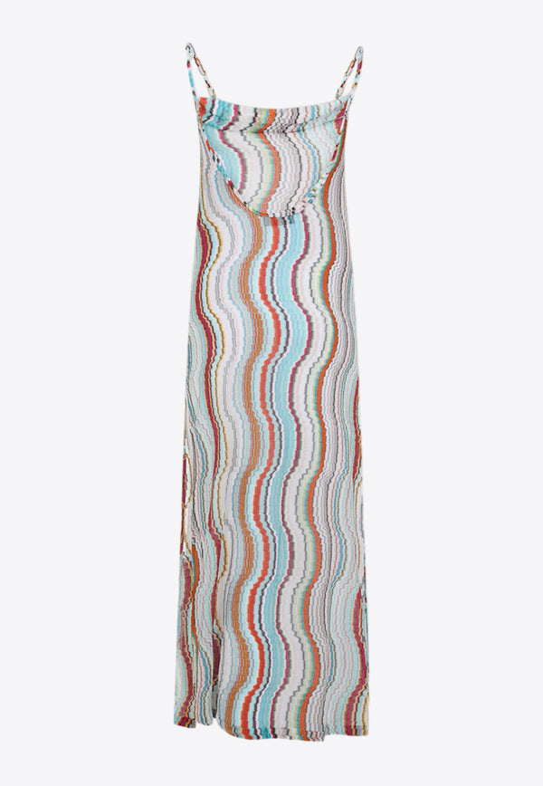 Patterned Lurex Knit Maxi Beach Dress