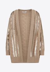 Mirco Cable Knit Sequined Cardigan