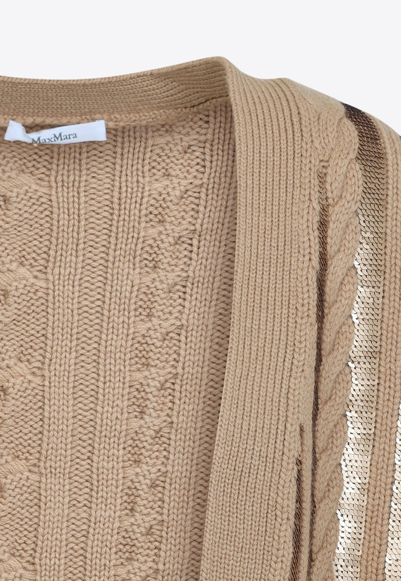 Mirco Cable Knit Sequined Cardigan