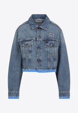 Logo Patch Cropped Denim Jacket