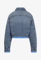 Logo Patch Cropped Denim Jacket