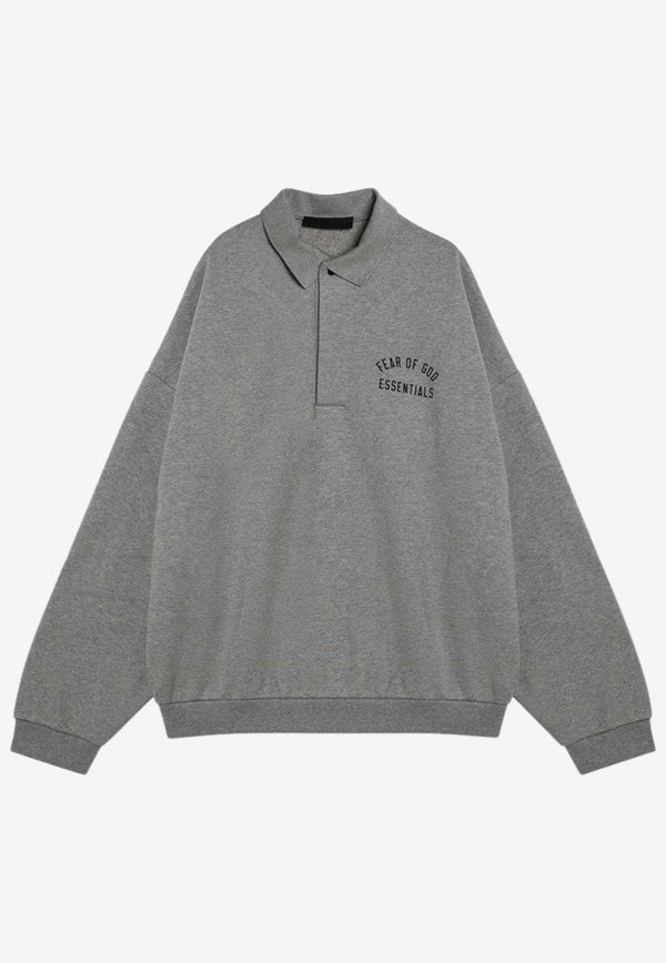 Fear Of God Essentials Logo Print Long-Sleeved Polo T-shirt Gray 192BT244391F/P_FEARE-DH