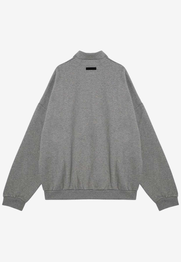 Fear Of God Essentials Logo Print Long-Sleeved Polo T-shirt Gray 192BT244391F/P_FEARE-DH