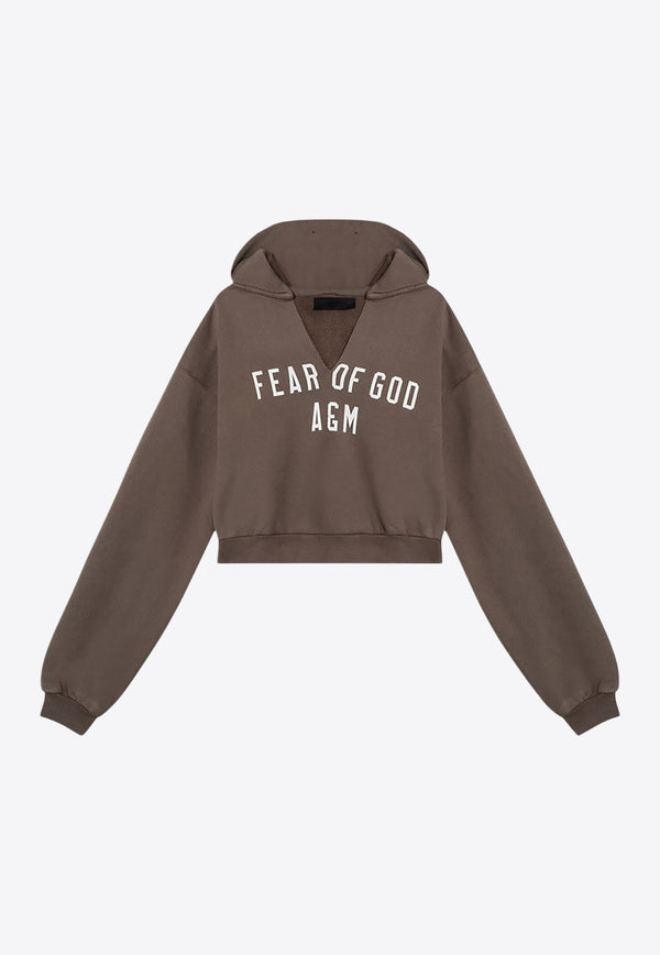 Fear Of God Essentials Logo Print Cropped Hoodie Green 192BT245595FW/P_FEARE-MI