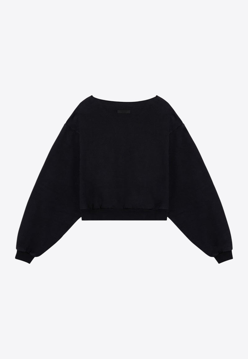 Fear Of God Essentials Logo Print Cropped Sweatshirt Black 192BT245620FW/P_FEARE-BLK