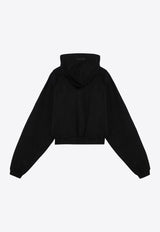 Fear Of God Essentials Logo Print Cropped Hooded Sweatshirt Black 192BT247350FW/P_FEARE-BLK