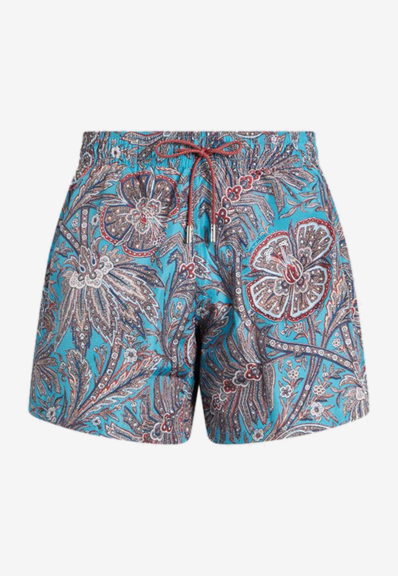 Etro Paisley Foliage Print Swim Shorts 1B351-5491 0250 Multicolor