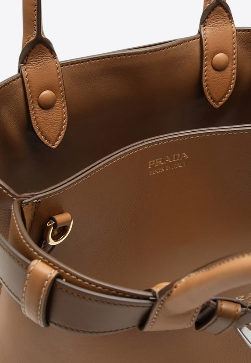 Prada Medium Buckle-Belt Leather Top Handle Bag Caramel 1BA434OBO2CY9/O_PRADA-F03BH