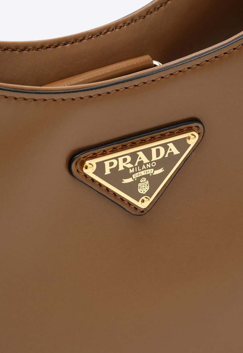 Prada Cleo Brushed Leather Shoulder Bag Brown 1BC179OOO2A3A/O_PRADA-F03HN