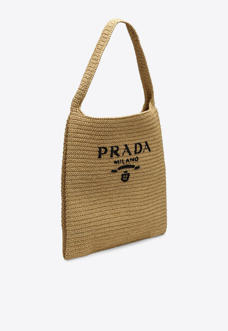 Prada Logo Lettering Raffia Tote Bag Beige 1BC182OOL2A2T/M_PRADA-F0018