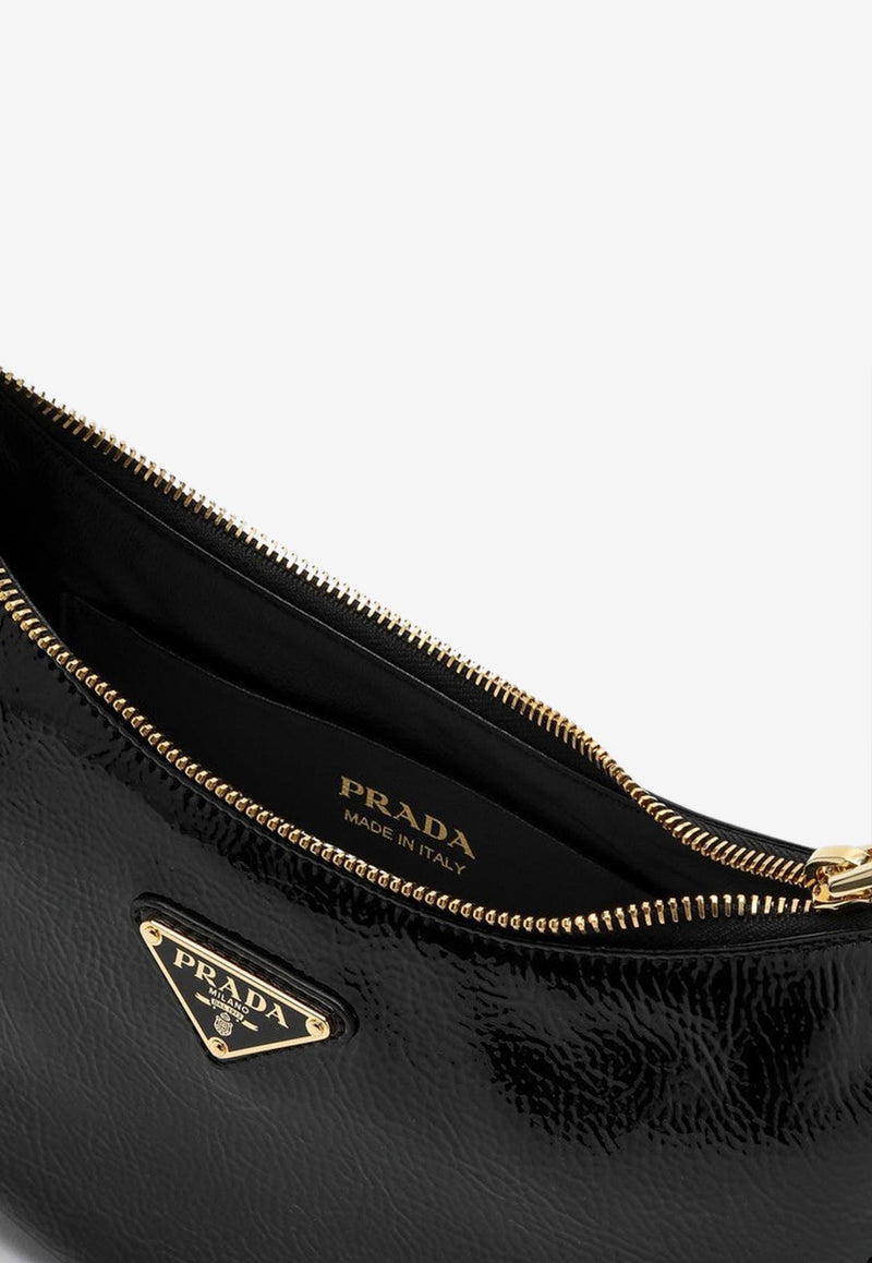 Prada Arqué Patent Leather Shoulder Bag  Black 1BC194OOO2DNT/Q_PRADA-F0002