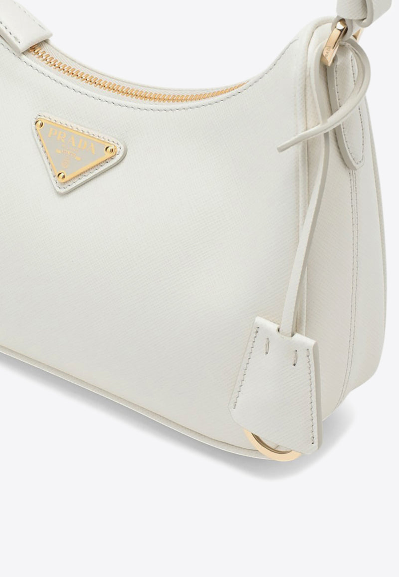 Prada Mini Saffiano Leather Re-Edition Shoulder Bag White 1BC204JOMNZV/O_PRADA-F097W