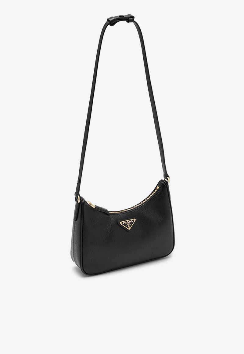 Prada Mini Re-Edition Saffiano Leather Shoulder Bag Black 1BC204JOMNZV/P_PRADA-F0632