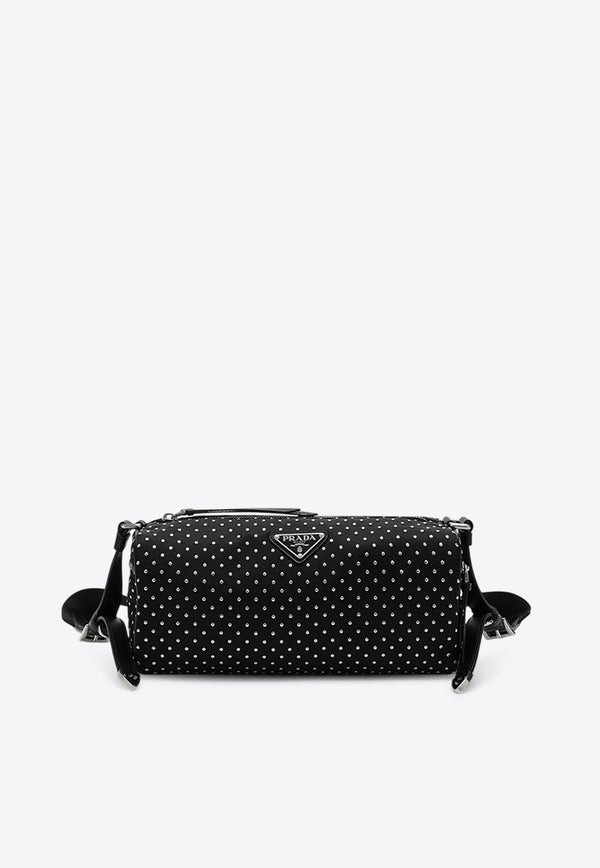 Prada Re-Nylon Studded Shoulder Bag Black 1BC233NOO2HGV/Q_PRADA-F0002