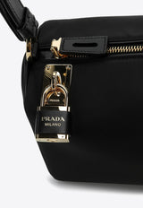 Prada Medium Logo Shoulder Bag with Branded Padlock Black 1BC233ODO2C8Q/Q_PRADA-F0002