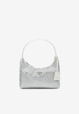 Prada Crystal Embellished Re-Edition Shoulder Bag White 1BC515OOO2AWL/Q_PRADA-F0009