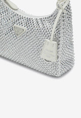 Prada Crystal Embellished Re-Edition Shoulder Bag White 1BC515OOO2AWL/Q_PRADA-F0009