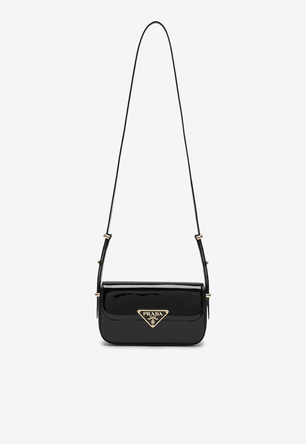 Prada Triangle Logo Patent Leather Shoulder Bag Black 1BD339MTO069/O_PRADA-F03KJ