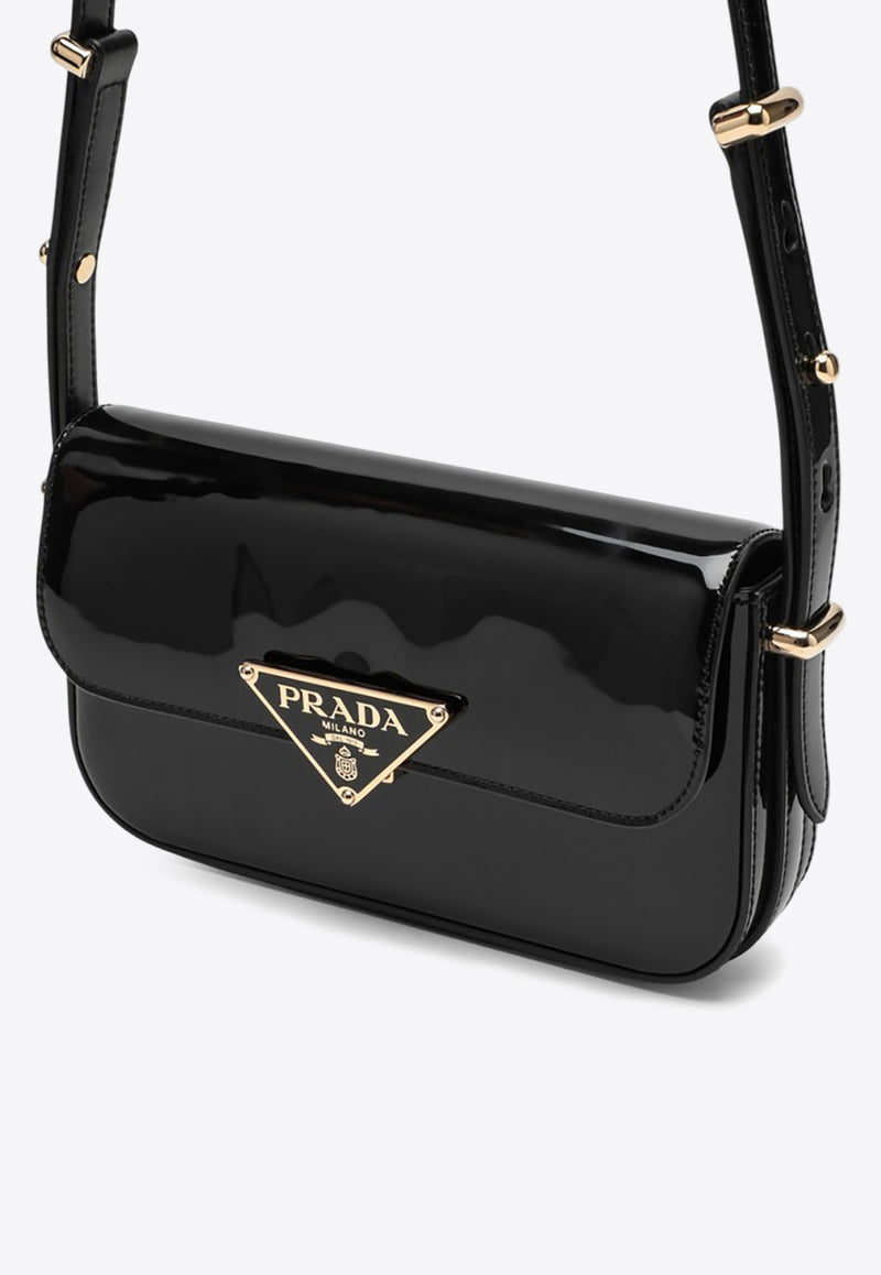 Prada Triangle Logo Patent Leather Shoulder Bag Black 1BD339MTO069/O_PRADA-F03KJ