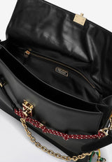 Prada Large Leather Shoulder Bag with Charms Black 1BD378OO62C6A/Q_PRADA-F0002