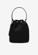 Prada Mini Re-Nylon Embroidered Bucket Bag Black 1BE067WRM2C4Q/P_PRADA-F0002