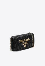 Prada Embroidered Logo Crochet Shoulder Bag Black 1BF134COB2M2T/O_PRADA-F0ES7