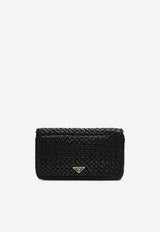 Prada Embroidered Logo Crochet Shoulder Bag Black 1BF134COB2M2T/O_PRADA-F0ES7