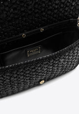 Prada Embroidered Logo Crochet Shoulder Bag Black 1BF134COB2M2T/O_PRADA-F0ES7