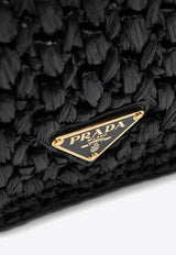 Prada Embroidered Logo Crochet Shoulder Bag Black 1BF134COB2M2T/O_PRADA-F0ES7