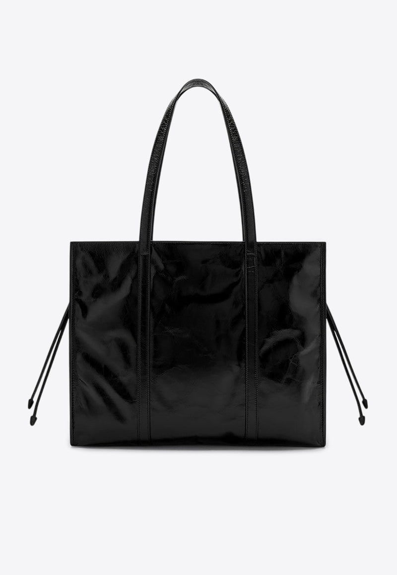 Prada Large Triangle Logo Leather Tote Bag Black 1BG460OON2CYR/Q_PRADA-F0002