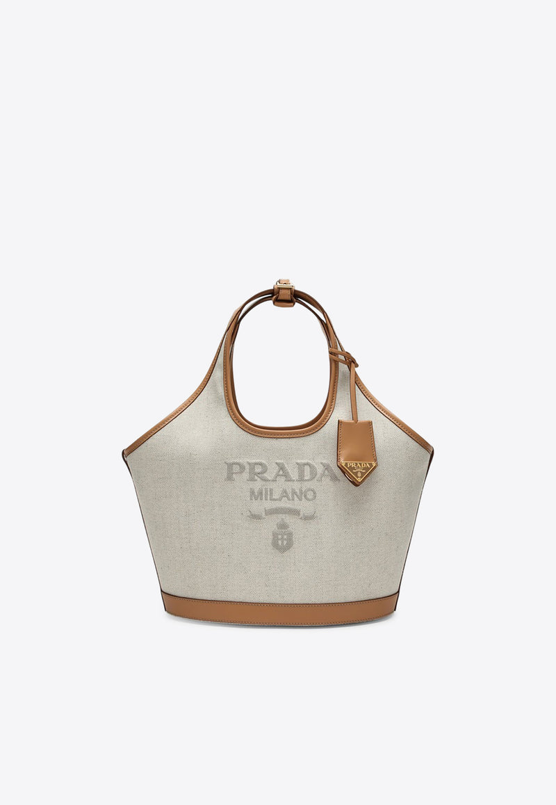 Prada Medium Logo Embossed Tote Bag Natural 1BG471OAH2DLI/O_PRADA-F0018