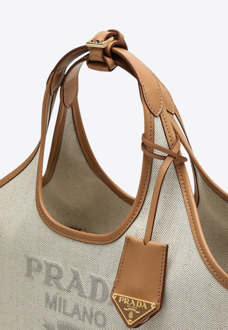 Prada Medium Logo Embossed Tote Bag Natural 1BG471OAH2DLI/O_PRADA-F0018