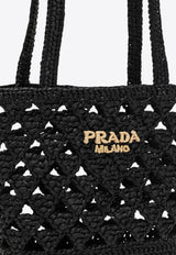 Prada Logo Embroidered Crochet Knit Tote Bag Black 1BG494OOO2M2T/O_PRADA-F0ES7