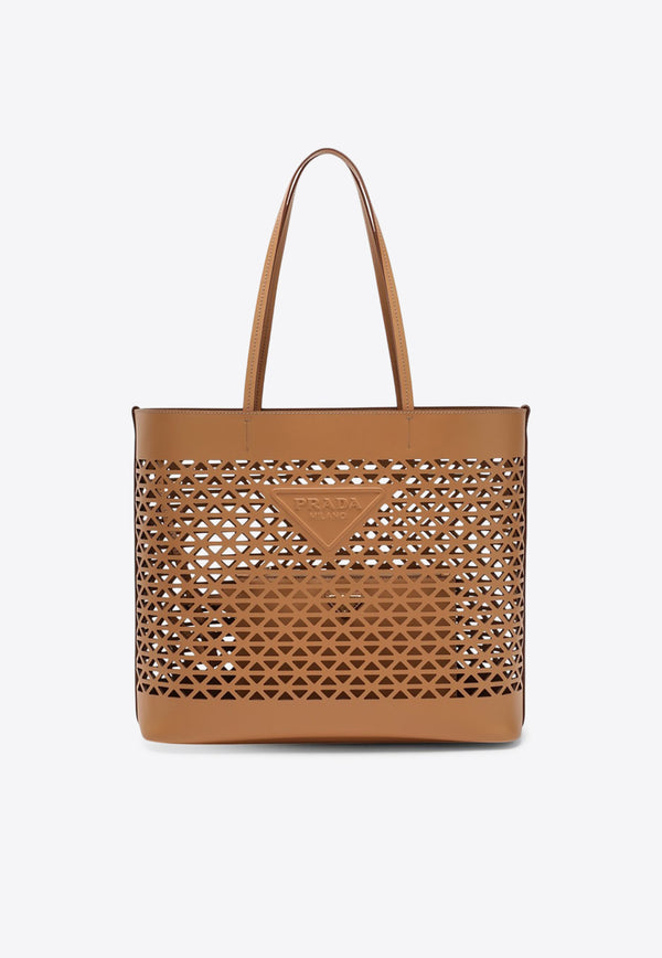 Prada Large Perforated Leather Tote Bag Brown 1BG503OOO2CY4/O_PRADA-F0018