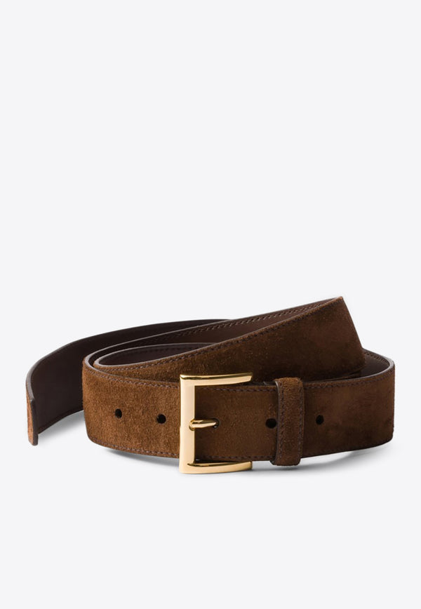 Prada Suede Leather Belt Brown 1CC537054/Q_PRADA-F0324