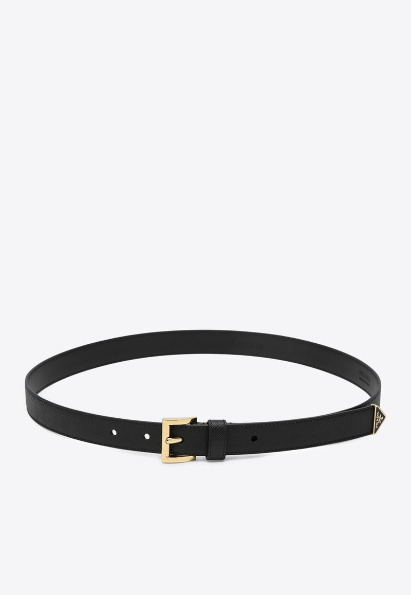 Prada Triangle Logo Saffiano Leather Belt Black 1CC618053/Q_PRADA-F0002