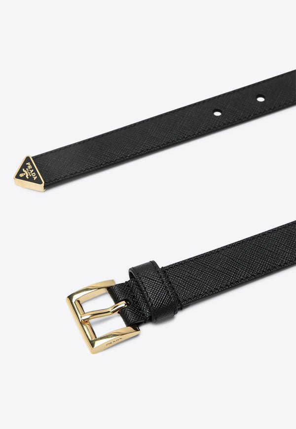 Prada Triangle Logo Saffiano Leather Belt Black 1CC618053/Q_PRADA-F0002