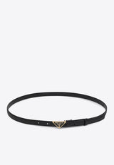 Prada Triangle Logo Saffiano Leather Belt Black 1CC621053/Q_PRADA-F0002