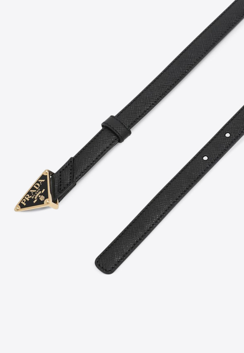 Prada Triangle Logo Saffiano Leather Belt Black 1CC621053/Q_PRADA-F0002