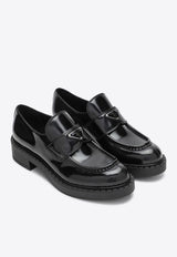 Prada Triangle Logo Brushed Leather Loafers Black 1D246MG050ULS/P_PRADA-F0002