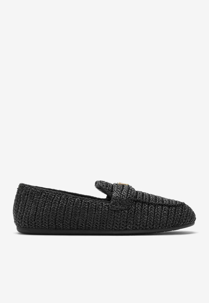 Prada Logo Appliqué Woven Crochet Loafers Black 1D437N0052C2T/O_PRADA-F0002