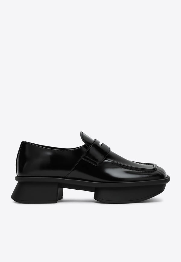 Prada Brushed Leather Squared-Toe Loafers Black 1D985N040055/Q_PRADA-F0002