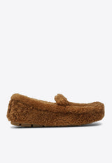 Prada Triangle Logo Shearling Loafers Caramel 1DD087ZF05MPD/P_PRADA-F098L