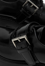 Prada Brushed Leather Lace-Up Shoes with Strap Black 1E590NG050055/P_PRADA-F0002