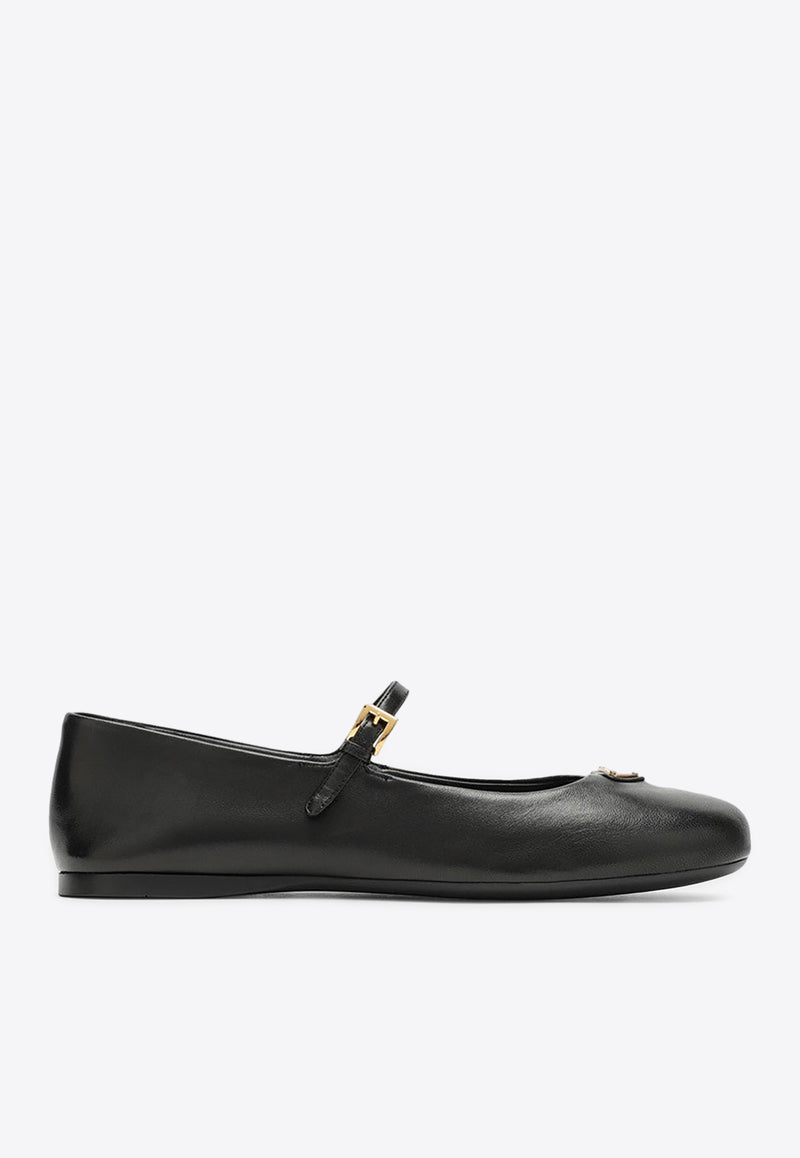 Prada Triangle Logo Leather Ballet Flats Black 1F567N005038/P_PRADA-F0002