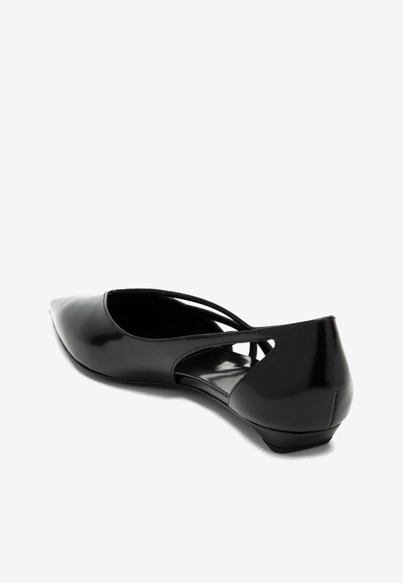 Prada Cut-Out Leather Pointed-Toe Flats Black 1F732ND015055/P_PRADA-F0002