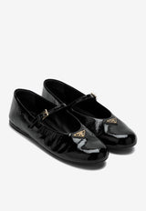 Prada Triangle Logo Patent Leather Ballet Flats Black 1F793N005H27/Q_PRADA-F0002